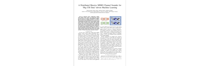 First page of our paper (A Distributed Massive MIMO Channel Sounder for "big CSI data"-driven Machine Learning)